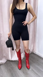 SNATCHED Ribbed Unitard/Romper- Black