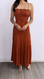 Getty Villa Crinkled Maxi Dress- Rust