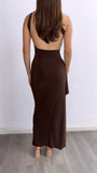 Dark Till Daylight Assymetrical Maxi Dress- Chocolate