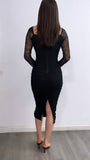 Send You Roses Mesh Midi Dress- Black