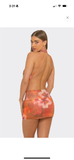 Tropicoqueta Rhinestone Halter Mesh Mini Dress- Orange Multi