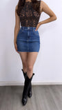 Bartolo HIgh Rise Denim Mini Skirt- Dark Wash