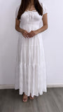 Ocean Breeze Flowy Linen Maxi Dress- White
