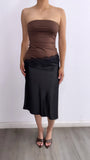 Klarissa Lace Silk Tube Top- Brown