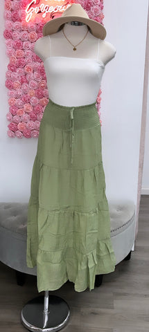 Playa Del Rey Maxi Skirt- Moss