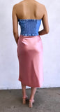 Dainty Days Satin Midi Skirt- Blush