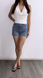 Solana Silk Halter Top- White