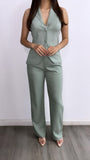 By The Coast High Rise Linen Pants- Turquoise