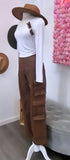 Marcus High Rise Cargo Pants-Brown