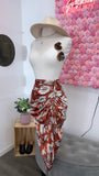Capri Floral Midi Skirt- Rust