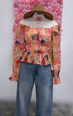 Mariah Floral Long Sleeve Top- Multi