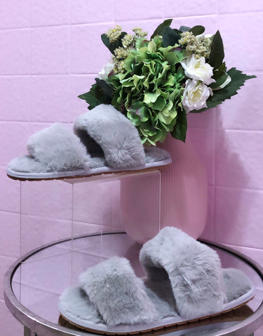 Dreaming Of You Soft Slippers- Light Grey